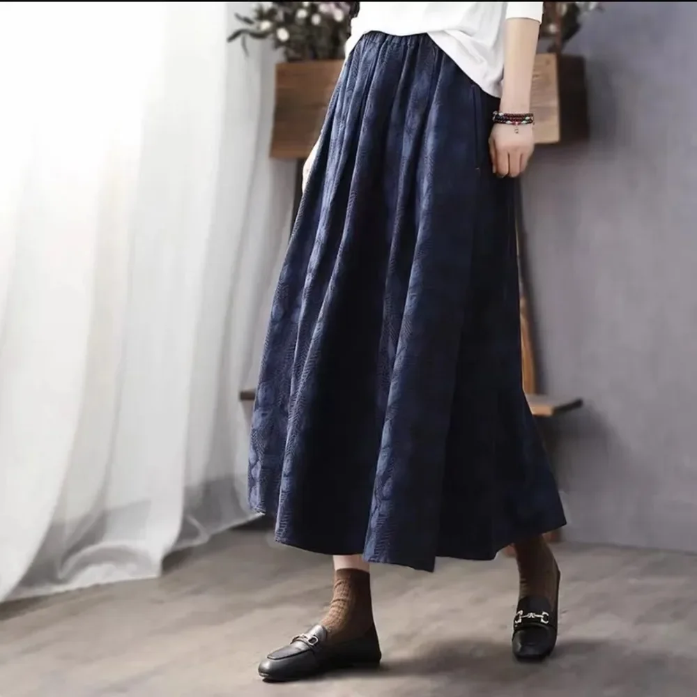 Ethnic Style Embroidery Streetwear High End Quality Y2k Skirts Fashion Clothes Long Skirt Women Clothing Casual Vintage Elegant