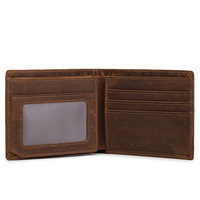 6003 Men's retro casual leather wallet, top layer cowhide, crazy horse leather wallet, fashionable multifunctional card bag
