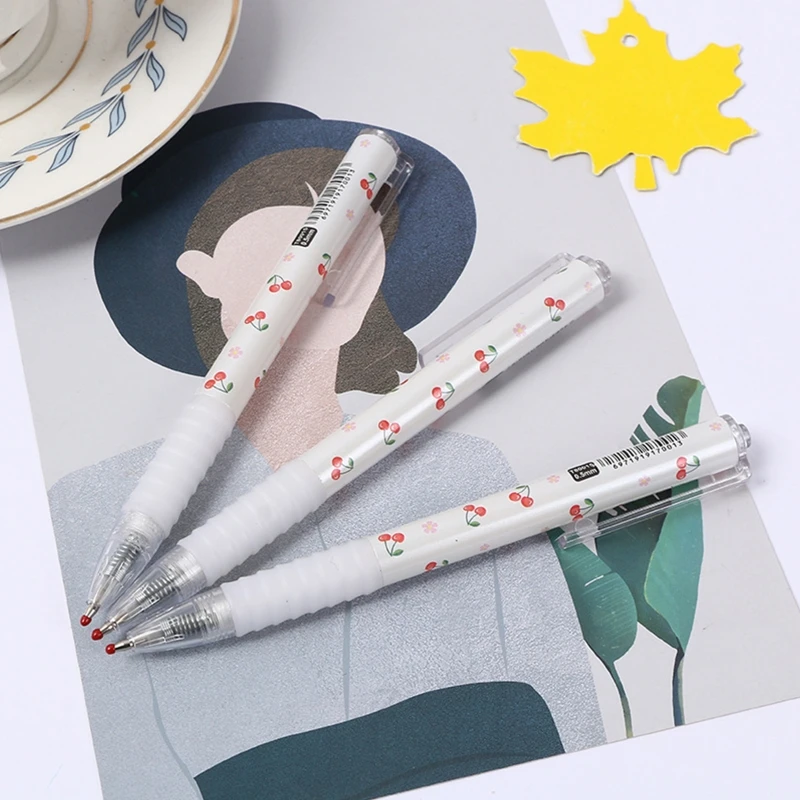 학교 사무실 홈 2X용 0.5mm 체리 개폐식 젤 펜 검정 잉크 문구