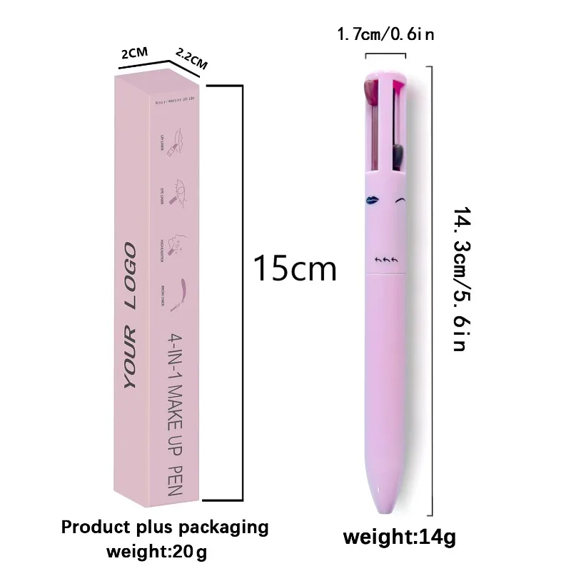 4-in-1多機能リップライナー、アイライナー、アイブロウペンシルの4色セット