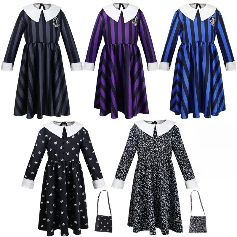 

Medieval Girls' Cosplay Dress - Peter Pan Collar Mid-Length Retro Outfit-Cute Kids' Role Play Costume for Cosplay-Stage Shows