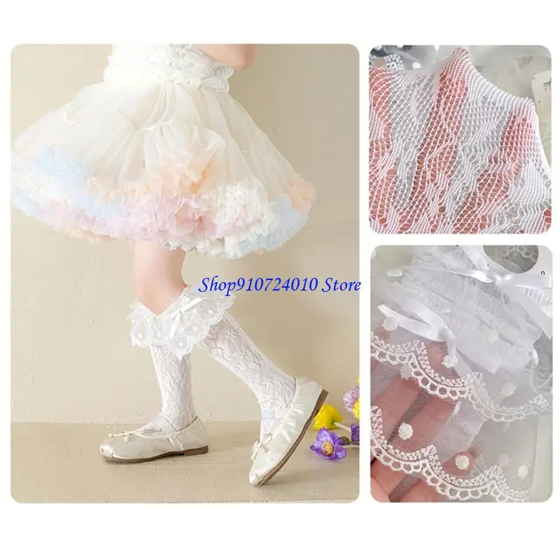 

77HD Breathable Ballet Socks for 3-13 Years Girls Feature Lovely Bowknot Design