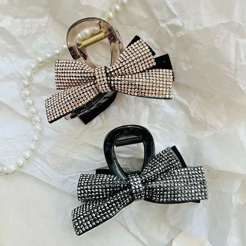 

2025 New Crystal Hair Claw Hair Accessories Elegant Romantic Full Diamond Bow 8CM Fashion Grip Clip Clip Hair Accessories