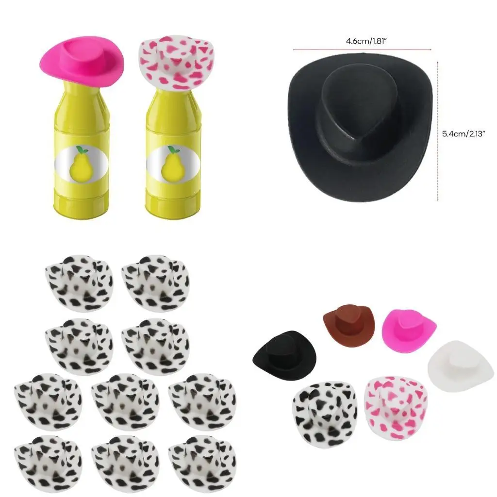 

E8BD 5/10PCS Crafts Western Hat Miniature Dolls Tiny Party Hat Toy Dolls Party Props