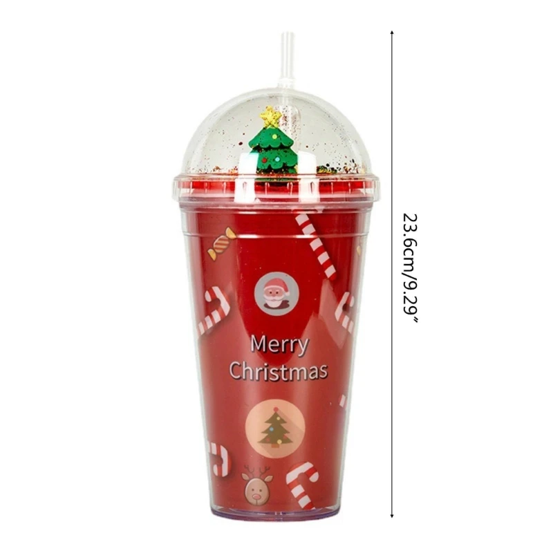 450ml Coffee Straw Cup Reusable Christmas Tumbler with Lid Xmas Santa Snowman Party Drink Mug for Coffee Shop Drinkware A0KC