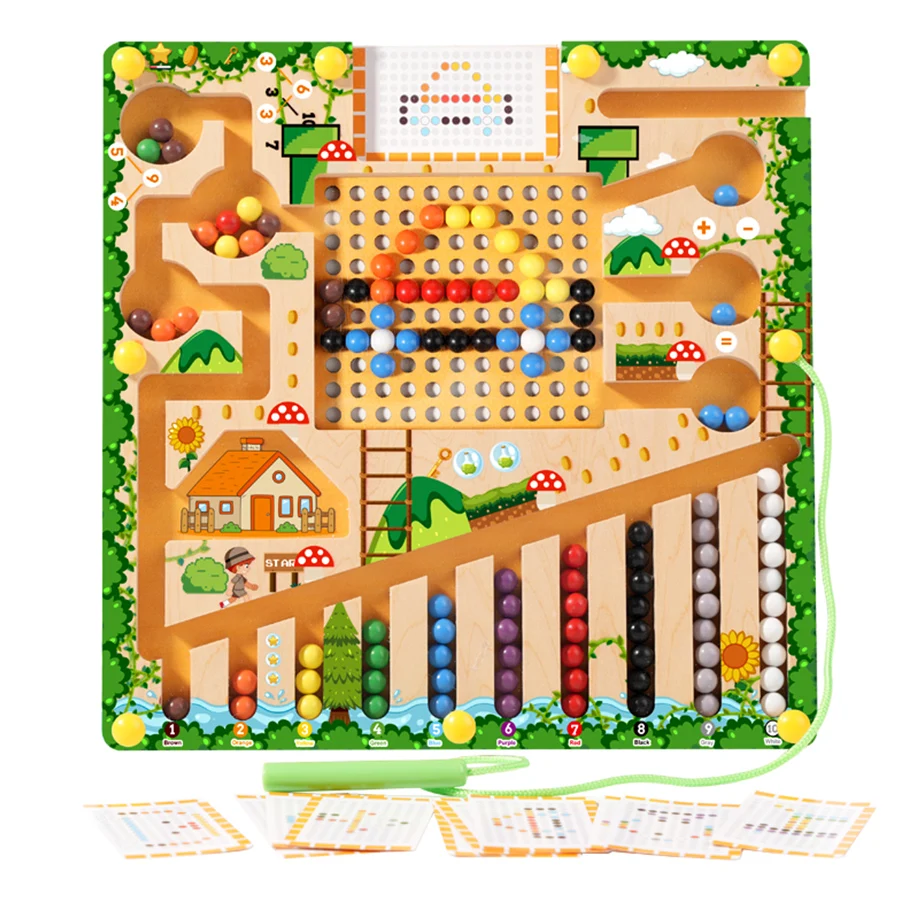 Magnetic Sorting Games Montessori Puzzle Toys Maze Board Learning Color Counting Number Classification Wooden Educational Toys