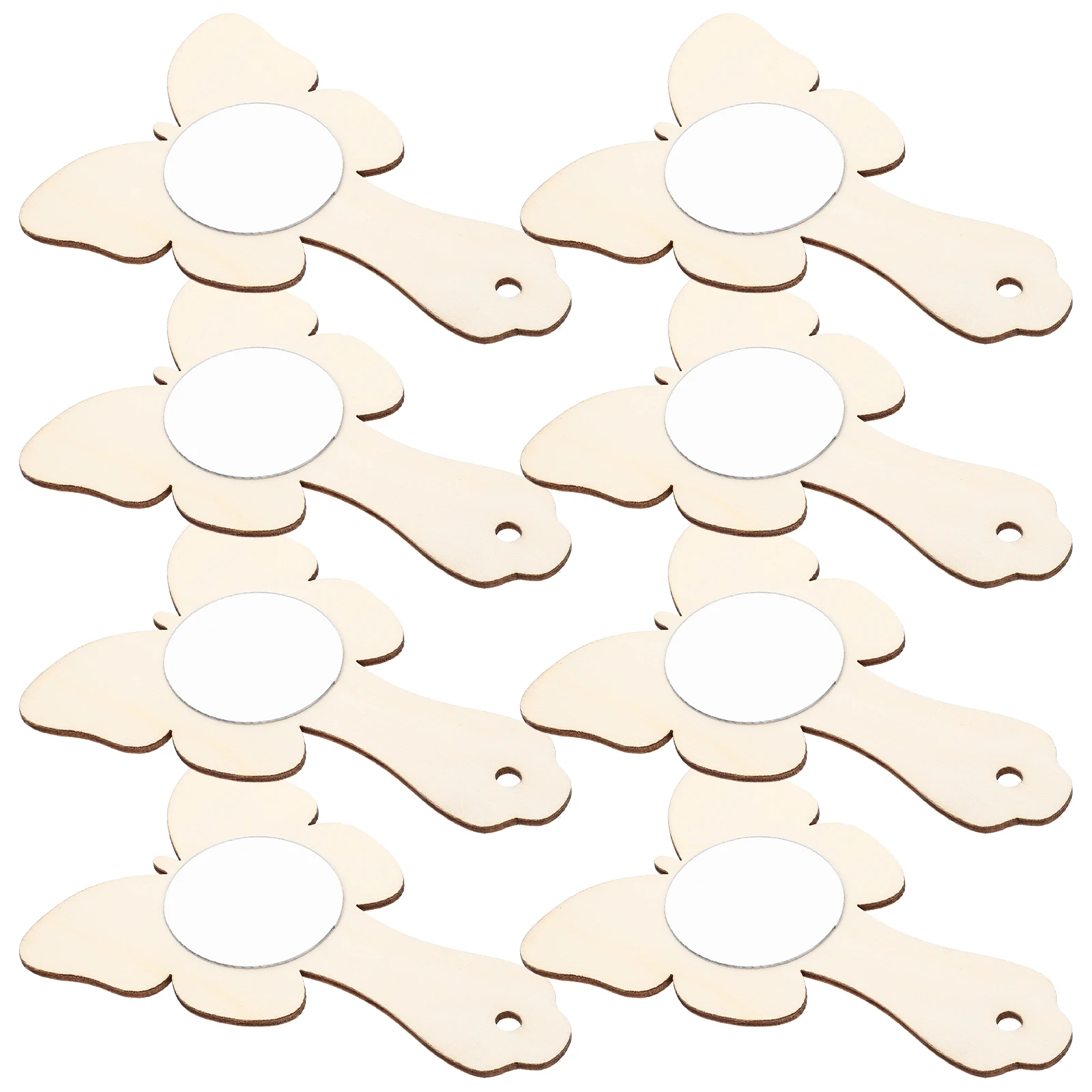 

10pcs Mirrors Unfinished Craft Unfinished Wooden Mirrors Clay Handheld Small Vanity Mirror For DIY Painting Projects Handmade