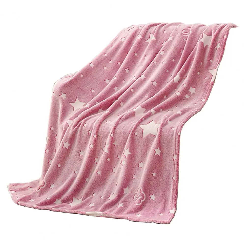 150cm Winter Blanket Glow Dark Star Pattern Comfortable Touch Pink Fleece Blanket Thanksgiving