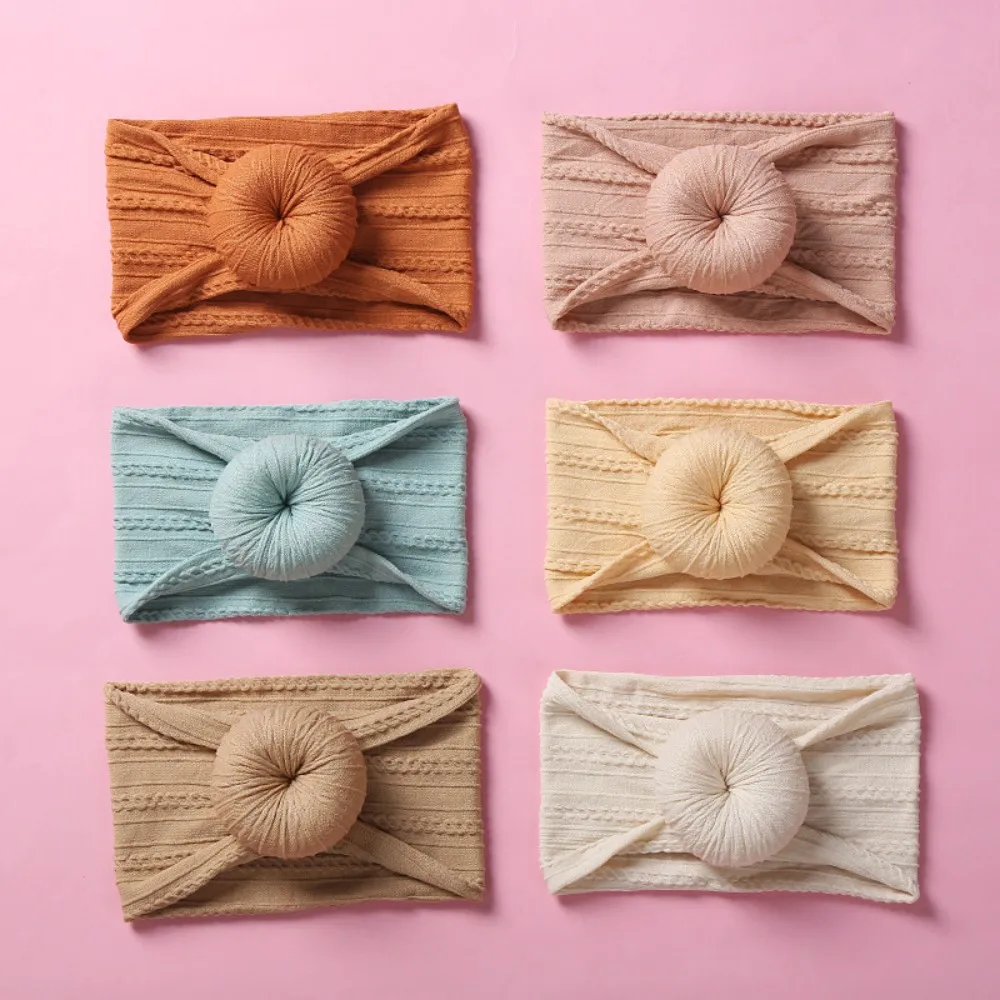 สีทึบไนล่อนนุ่มยืดหยุ่นสายคาดหัวทารก Bows Knotted ทารกแรกเกิด Bando Anak Perempuan เครื่องประดับผมหญิงผ้าโพกหัวผ้าพันหัว