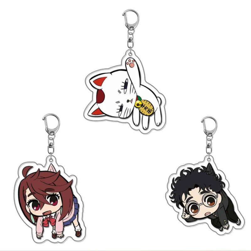 Dandadan Acrylic Keychains Turbo Granny Maneki Neko Meme Momo Okarun Cartoon Keyrin Bag Charm Ornament Collectible Gift 3pcs