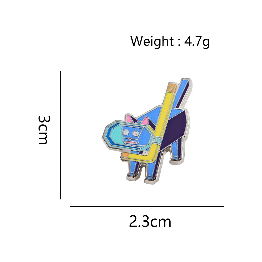 Lowpoly Scuba Cat Emaille-Brosche Klassisches Videospiel Katamari Damacy Abzeichen Rucksack- und Kleidungsaccessoire Einzigartiges Geschenk für Gamer – Detail 3