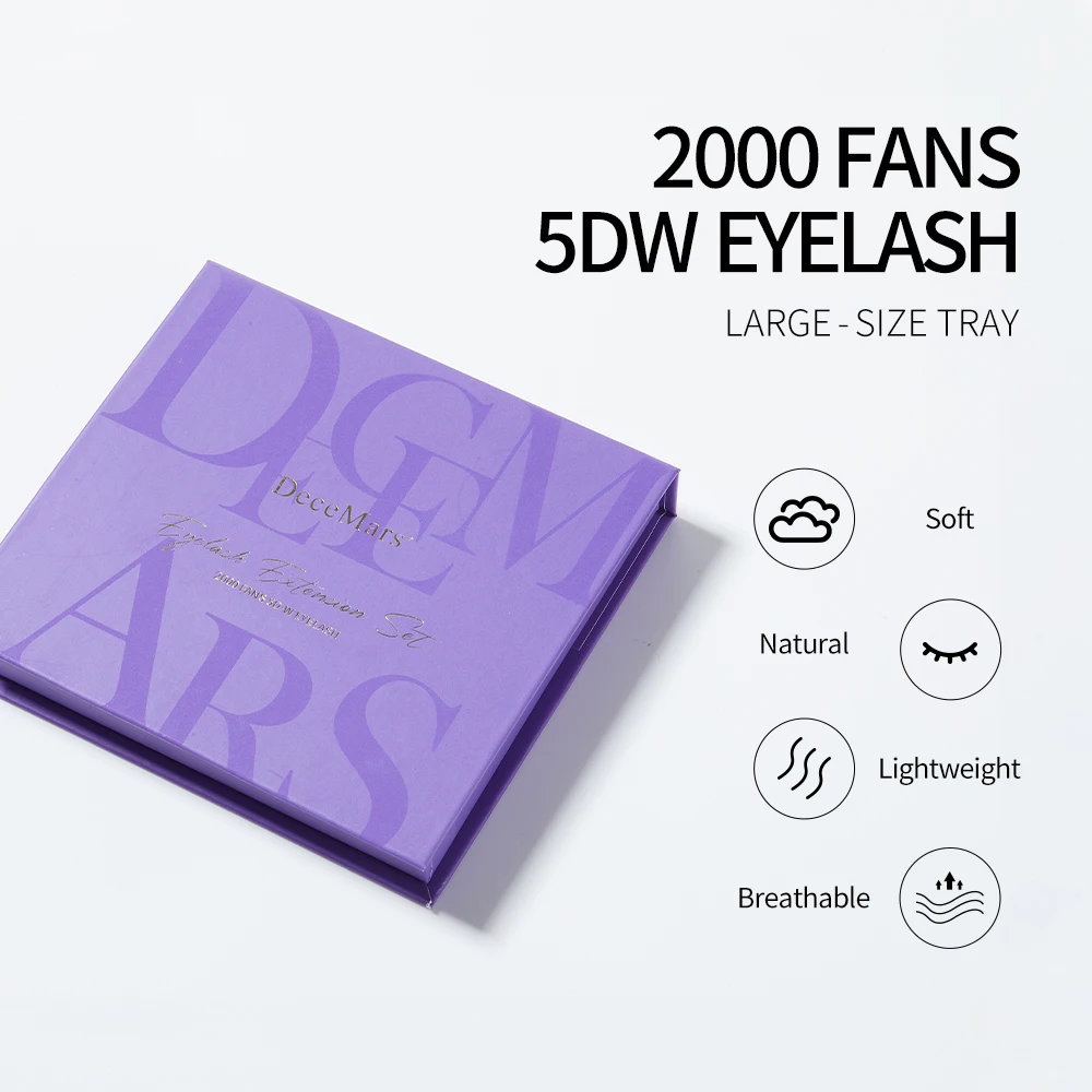 ขนตาปลอม DeceMars แบบ 5D ขนาดใหญ่ ถาดขนาดใหญ่ 2000 ชิ้น