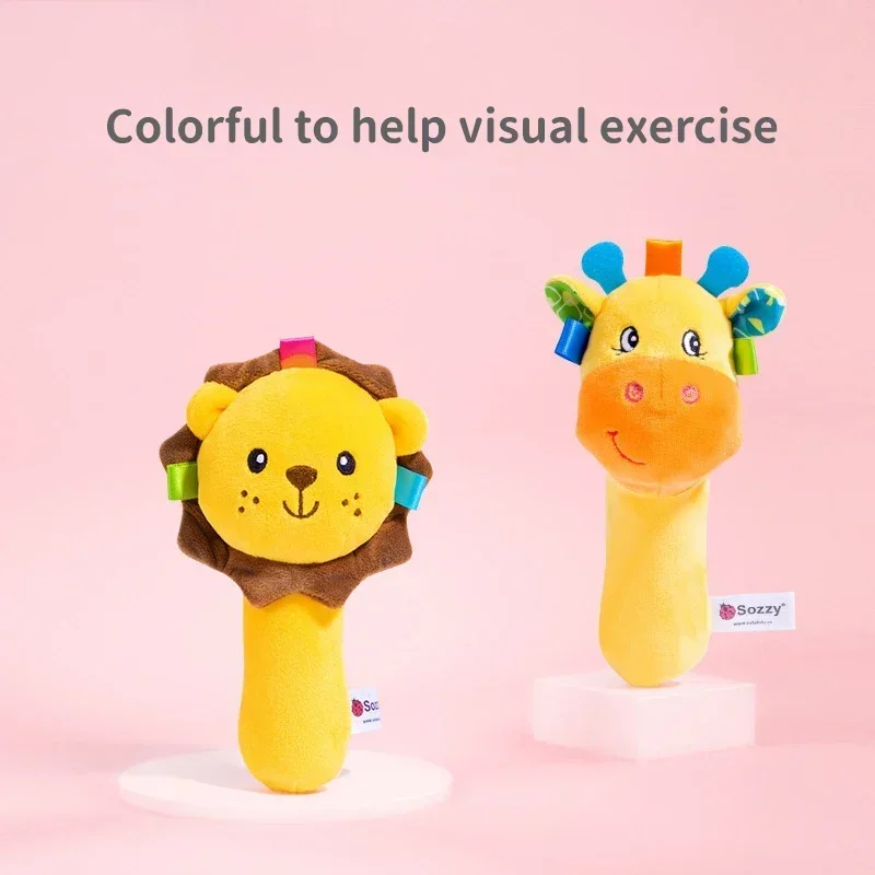 Giocattoli puzzle per l'educazione precoce dei bambini Neonato BB Sonaglio Stick Giocattolo portatile lenitivo Animale del fumetto Giocattoli per l'addestramento alla presa del bambino Regalo