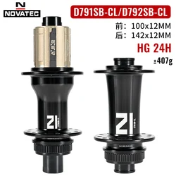 Novatec D791SB-CL D792SB-CL Center Lock Disc Brake MTB Hubs Thru axle 100x12 142x12MM 24 Holes Road Bicycle Hubs ABG FREEHUB 11S