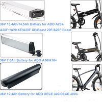 ADO E-bike Extra Battery 36V 7.5Ah 10.4Ah 14.5Ah Lithium Battery for A20+ A20F+ A20 A20F XE Beast A16 A16+ DECE 300 300C