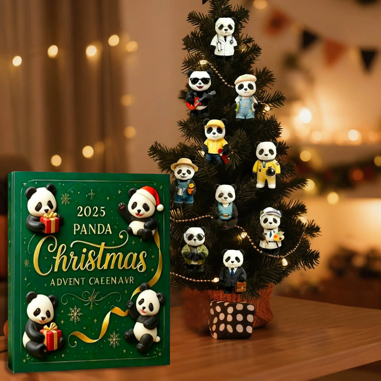 Remind O Timer Calendrier de l'Avent de Noël Panda mignon contient 24 pendentifs en acrylique adaptés à divers prêts de temps pour tout-petits