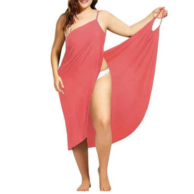 Abiti avvolgenti con cinturino sexy Protezione solare Bikini Cover Up Sarongs Summer Beach Dreess per donna Costume da bagno femminile Costumi da bagno Solido