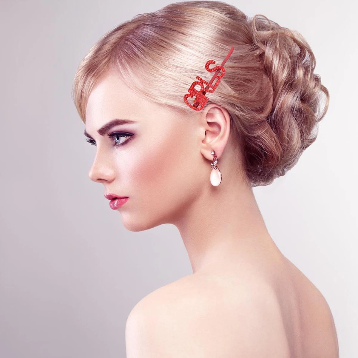 

3 Pcs Letter Hair Clips Women Barrettes Girls Hairpin Fashion Alphabet Design Daily Outfits Red Plating Alloy Material Hair