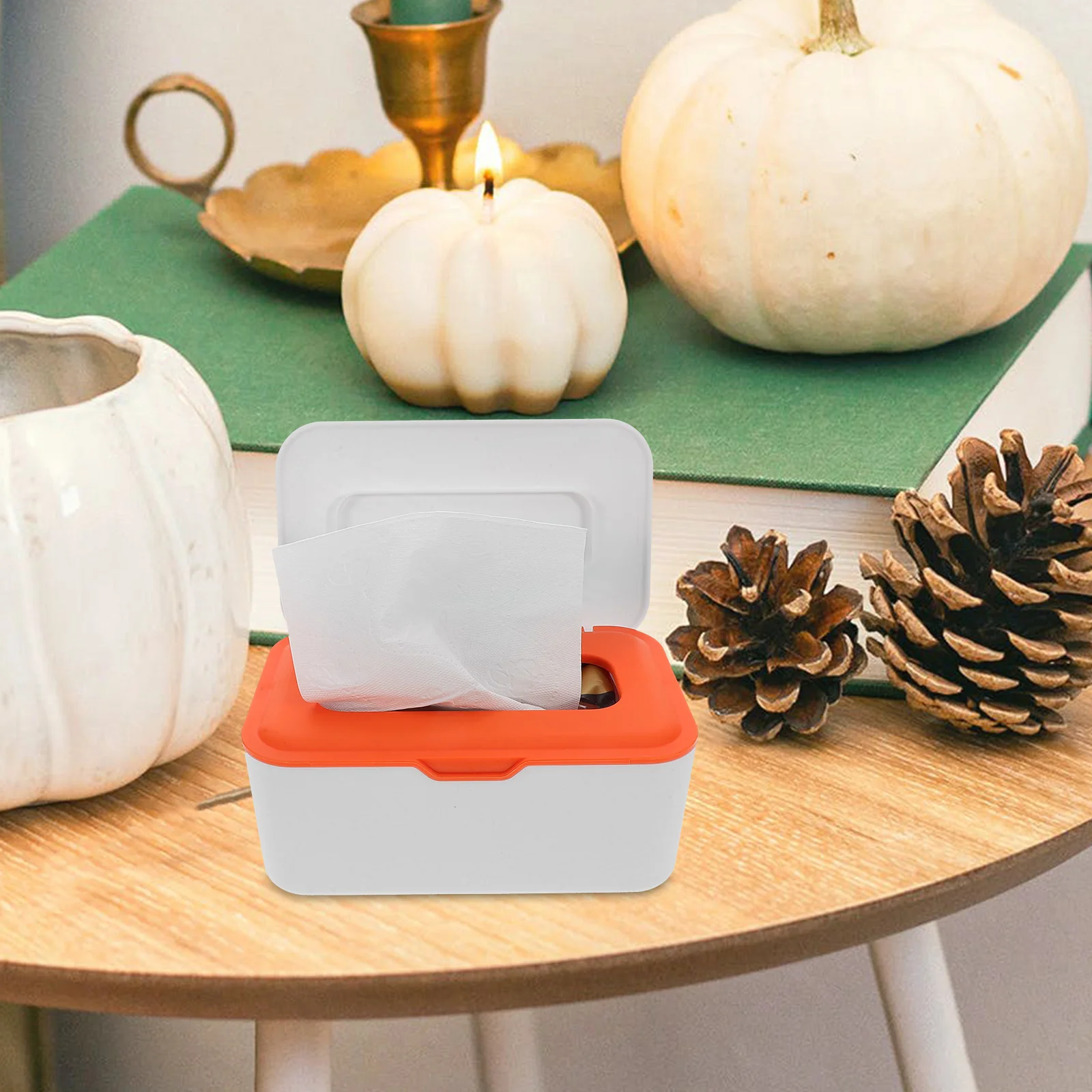 

2Pcs Tissue Wipes Dispenser Storage Orange Grey Sealed Dustproof Car Household Travel Portable Wipe Dispenser Portable