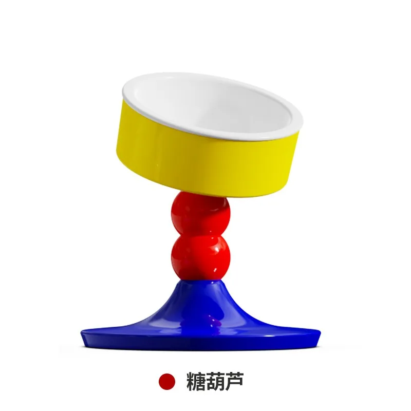 Pet feeding adjustable height angle cat and dog bowl protects cervical spine cat food basin and prevents overturning ceramicbowl