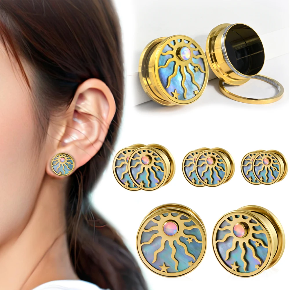 1 Paar Modische Weiße Glänzende Muschel-Sonnenstern-Ohrklemmen aus Edelstahl für Knorpel, Helix, Tragus – Piercing-Schmuck als Trendiges Geschenk