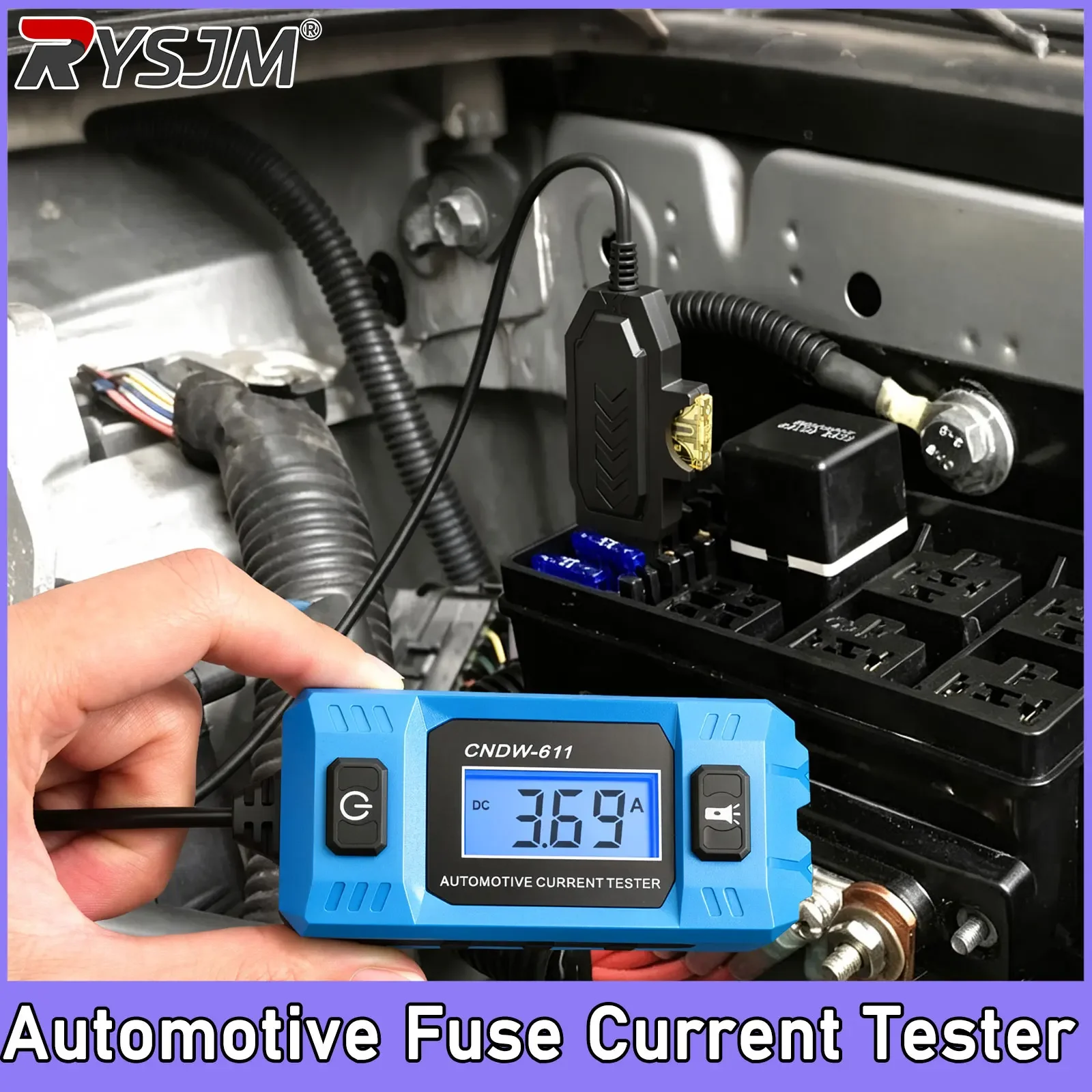 Automotive Fuse Current Tester 12V Range 0.01~19.99A Car Leakage Analyzer Fault Tester Automotive Fuse Current Testing Tool LCD