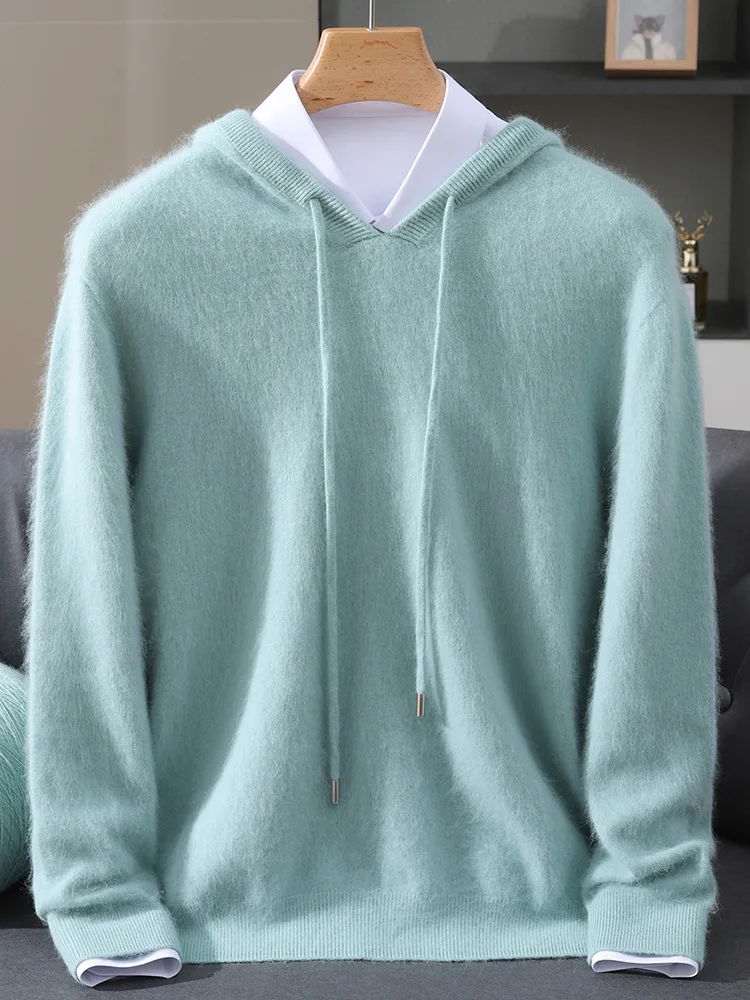 الأساسية الصلبة 100% المنك الكشمير الأعمال سترة غير رسمية الراحة لينة قناع السترة الدافئة الخريف الشتاء الرجال ملابس بسيطة