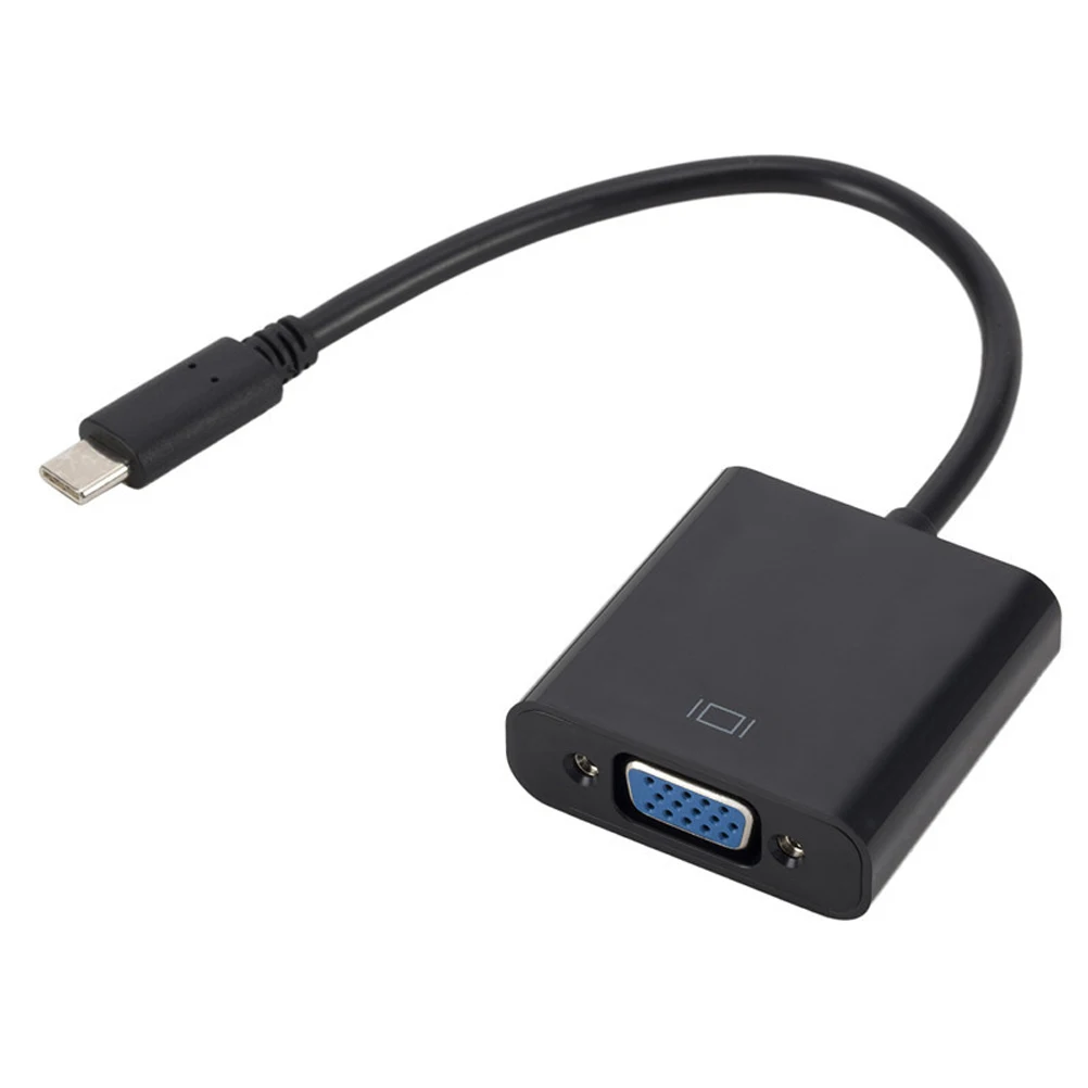 

Type-C To Vga Adapter Cable Usb 3.1 1080P Converter For Monitor Projector Black Durable Plug Play No Driver Needed