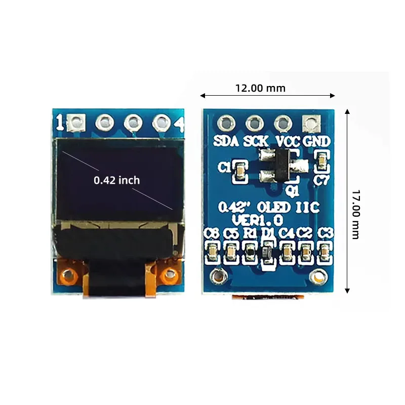 Modulo display OLED bianco da 0,42 pollici SSD1306, risoluzione 72x40, 4 pin I2C, schermo monocromatico COG per Arduino