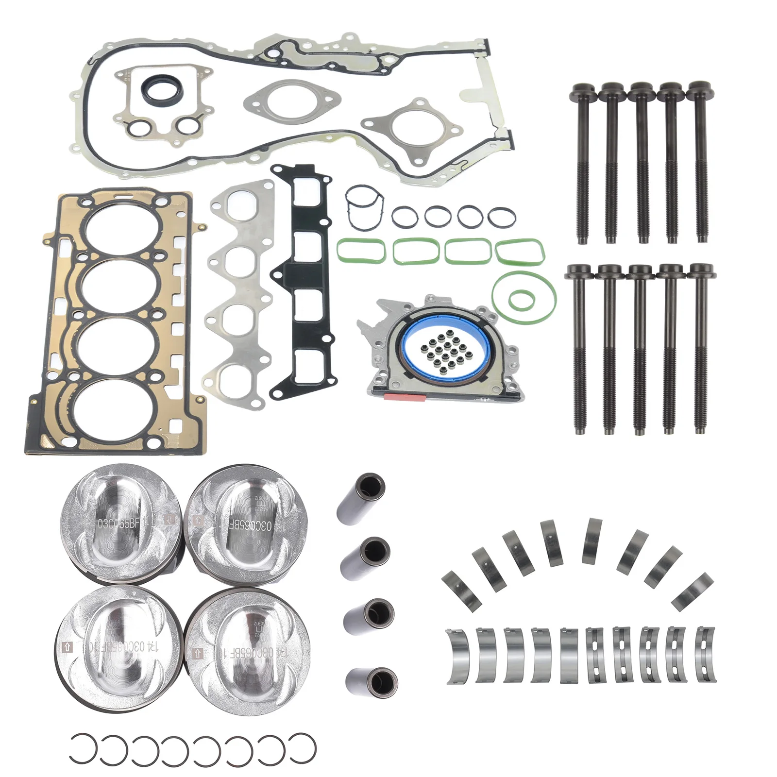 

AP01 Engine Pistons Gasket Bearing Kit for Audi A1 VW Jetta Golf Beetle Tiguan Passat 1.4 TSI EA111 03C107065BF