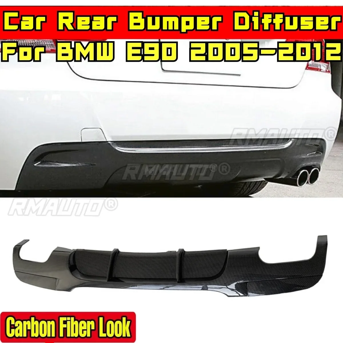 

E90 Rear Bumper Lip Carbon Fiber Look MP Style Rear Bumper Splitter Spoiler Body Kit For BMW E90 2005-2012 Car Accessories