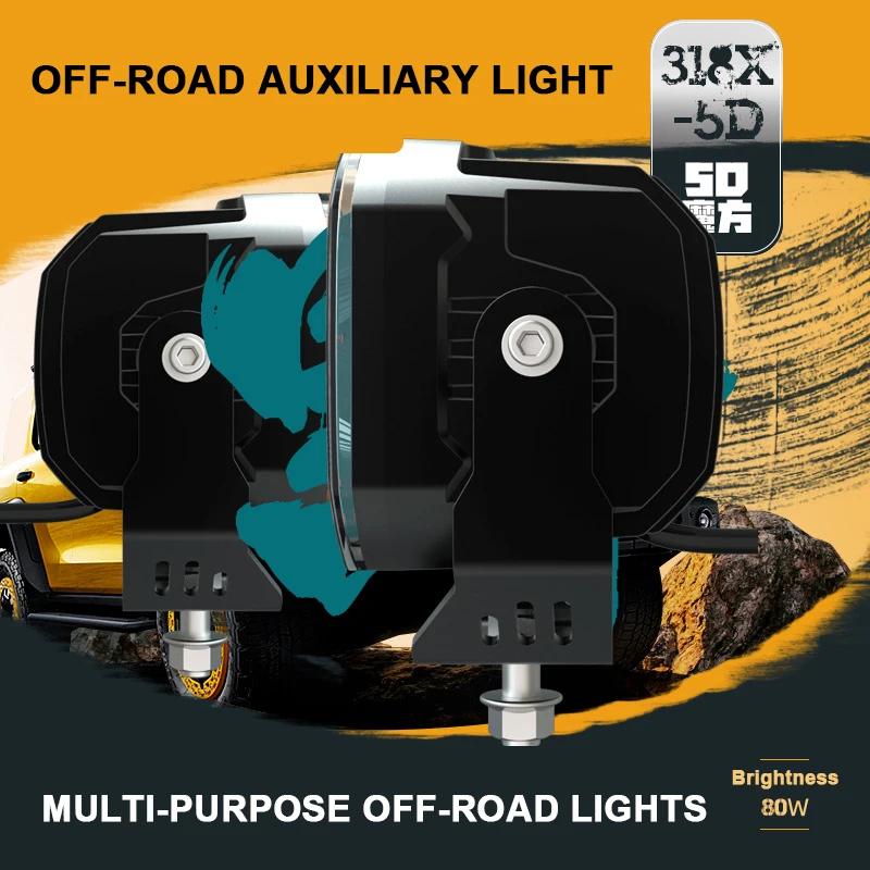 SJC Per Tank 300 Wrangler 5 Pollici Paraurti Anteriore A-pillar Luci 80W Angel Eyes Lampada di Guida Quadrata a LED Faretti Fuoristrada