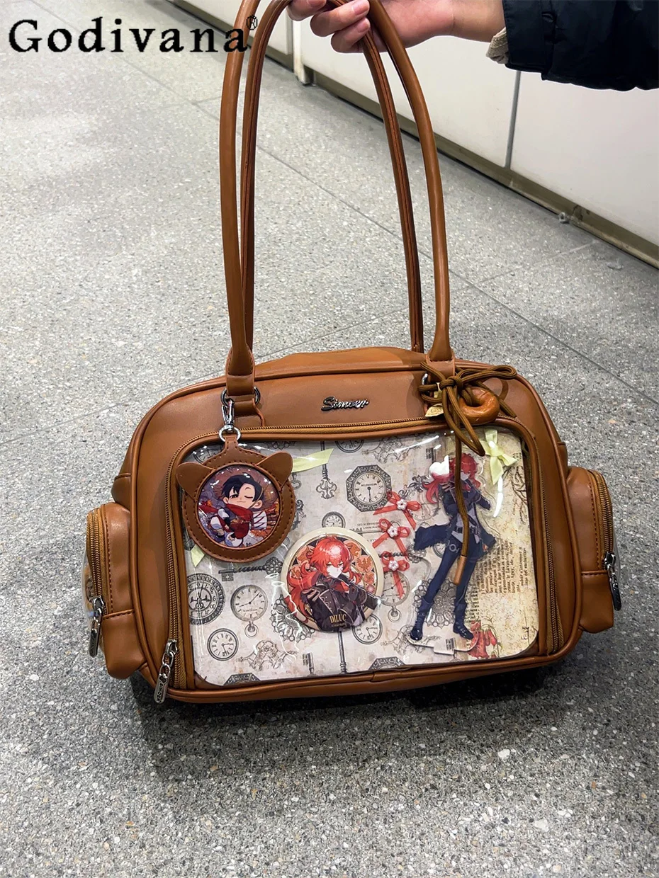 Second Dimension College Style Japanese Original Lolita Transparent Pain Bag Large Capacity JK Uniform Commuting Shoulder Bag