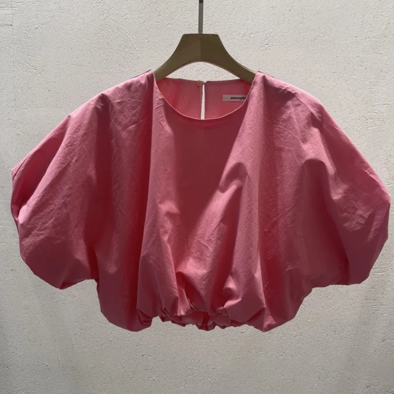 Korean Dongdaemun New 2024 Summer Cute Cute Doll Style Bubble Sleeve Short Sleeve Shirt for Women