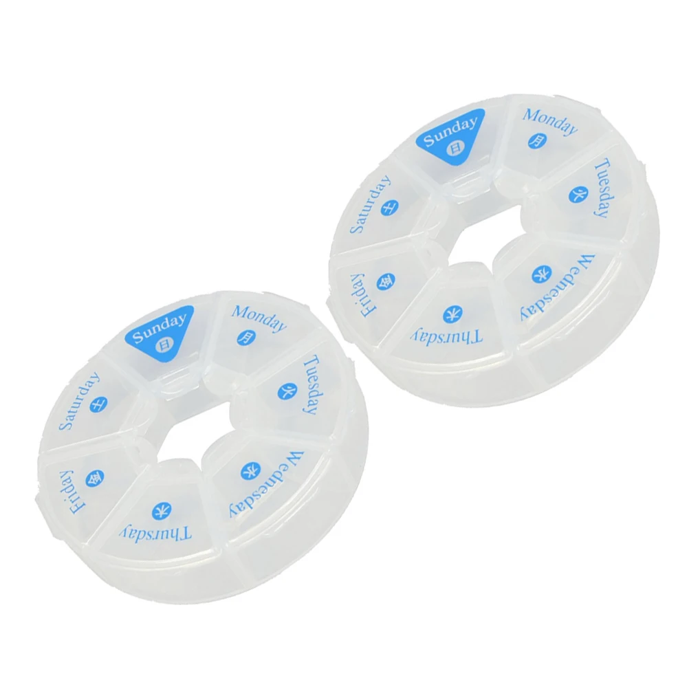 

4 grids Pill Box Intelligent Storage Case Portable Medicine Weekly Round Container PP Material Jewelry ganizer
