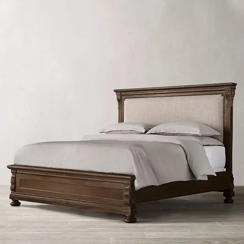 

American retro solid wood bed household 1.5 high-end oak bed simple French 1.8 master bedroom retro double bed 2 meters