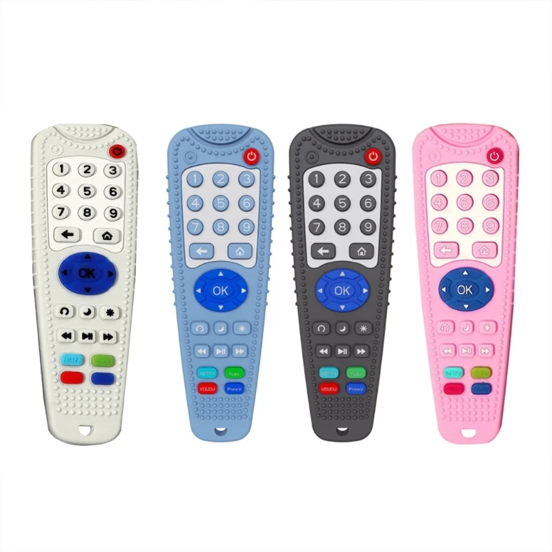

Baby Silicone Teether Rattle Toy Infant Teething Gift Sensory TV-Remote Chewer