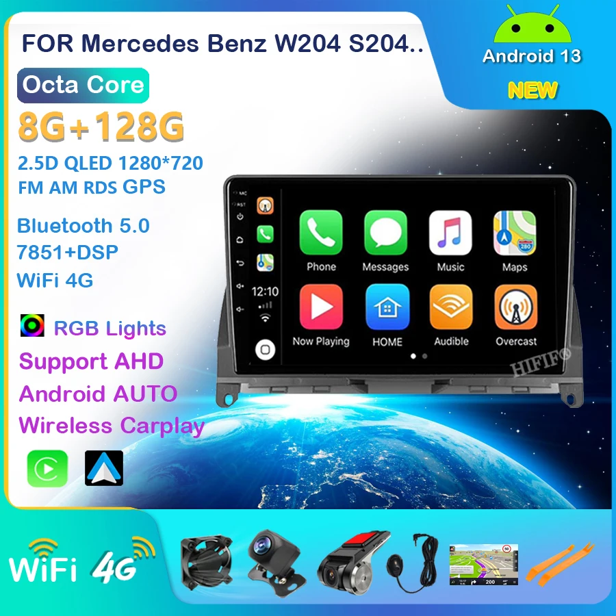 DSP 2 Din Car Multimedia Player Android Wifi Navigation GPS Autoradio For Mercedes Benz W204 S204 2006 - 2011 Head Unit Stereo