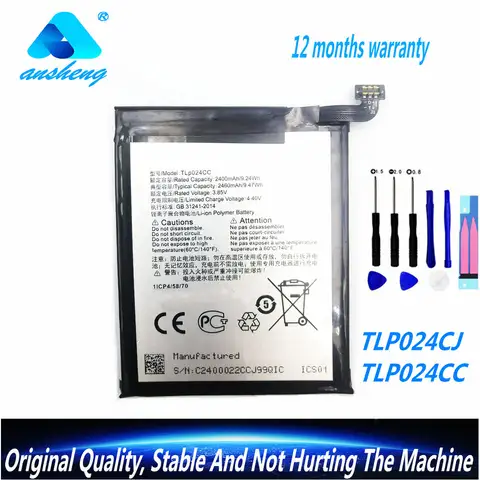 Batería de 3,8 V 2460mAh TLP024CJ TLP024CC para Alcatel A3 OT-5046/Shine Lite OT-5080 5080X OT-5046D OT-5046Y 5046Y TLP024C1