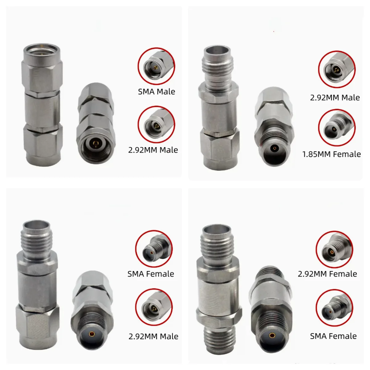 

2.92MM To SMA Stainless Steel Adapter 18GHZ 2.92 Male To SMA Female Millimeter Wave Adapters