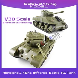 Henglong 1/30 Sherman m4a3 vs Pershing m26 czołgi bojowe na podczerwień walczą z 2.4Ghz walczącymi zbiornik RC pancernymi zabawki modele m4a3 m26