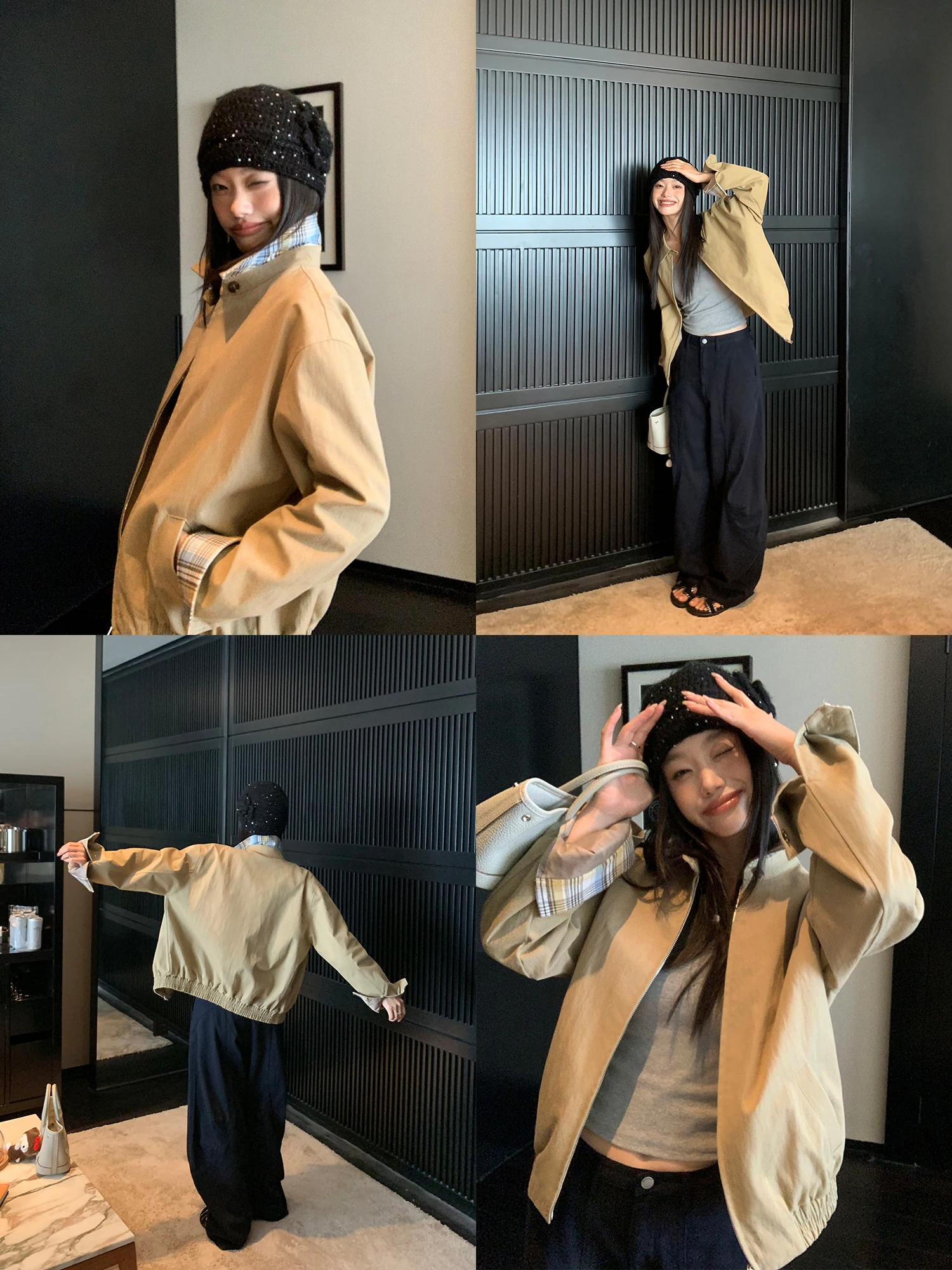 

Pusumede, американский ретро-воротник, женский дизайн, повседневный открытый кардиган на молнии для отдыха, топ из нейлоновой смеси хлопка