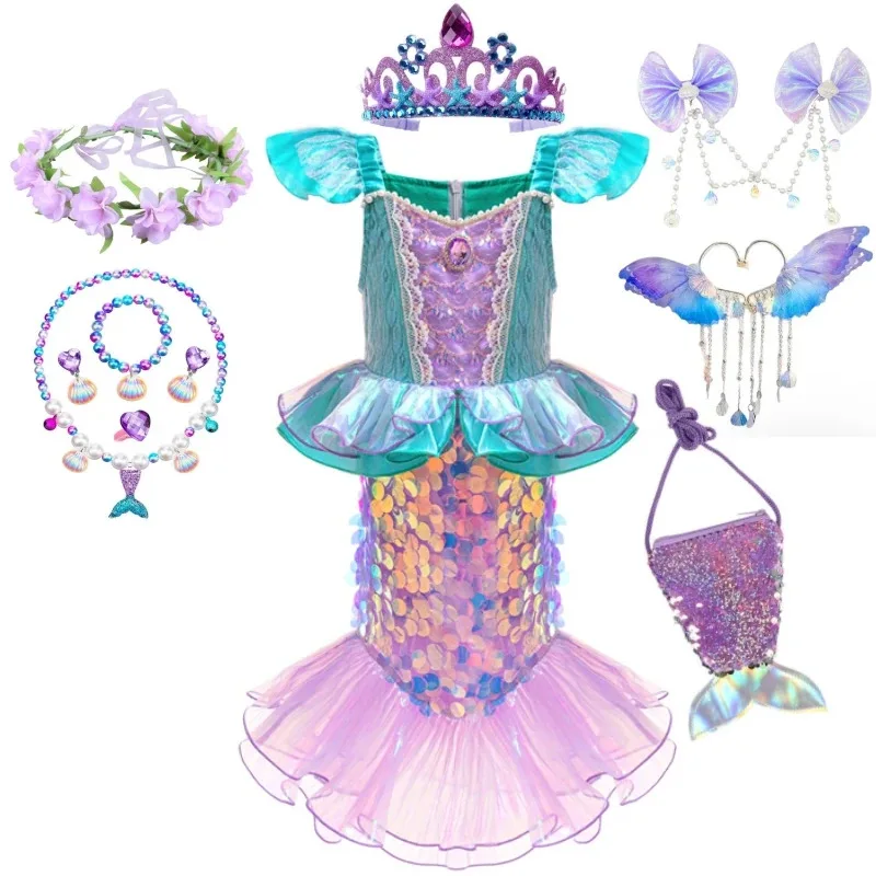 

Little Mermaid Princess Costume Kids Dress For Girls Cosplay Children Carnival Birthday Party Clothes Stage Performance Costume