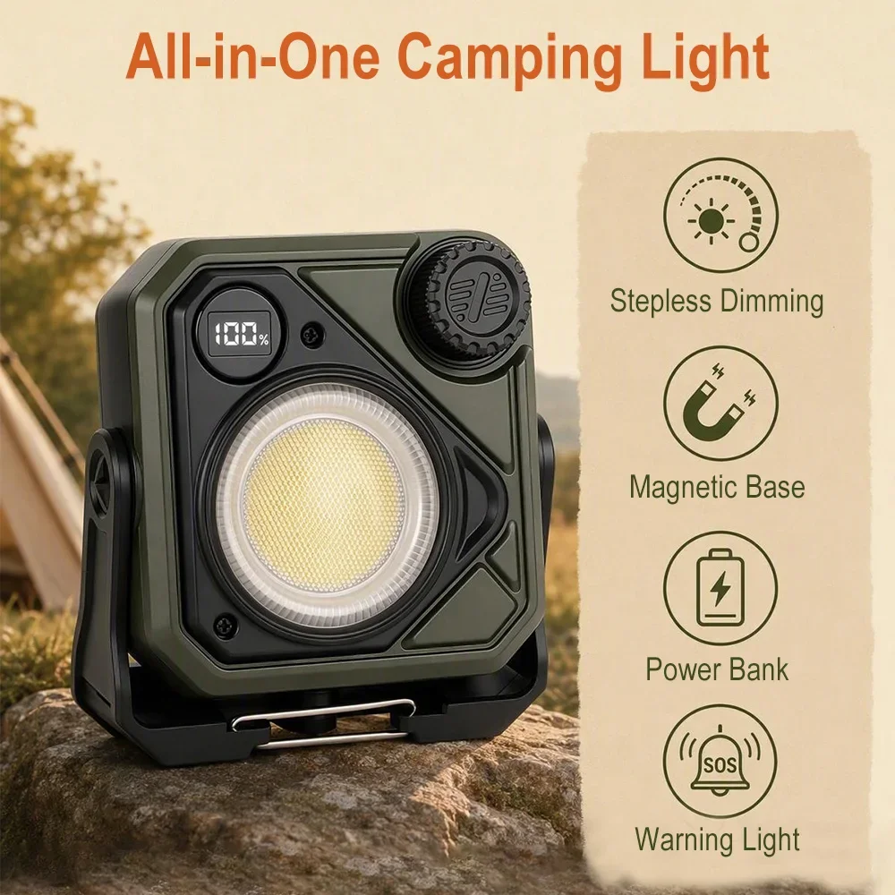 BORUiT 4 Lighting Modes 100 Lumens Keychain Light Power Bank Rechargeable Magnetic Camping Lantern Emergency Strobe Light