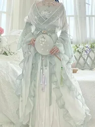 Original Chinese Traditional Hanfu Flower Sleeve Women Princess Dress Vintage Fairy Cosplay Costume Embroidered Carnival Outfit