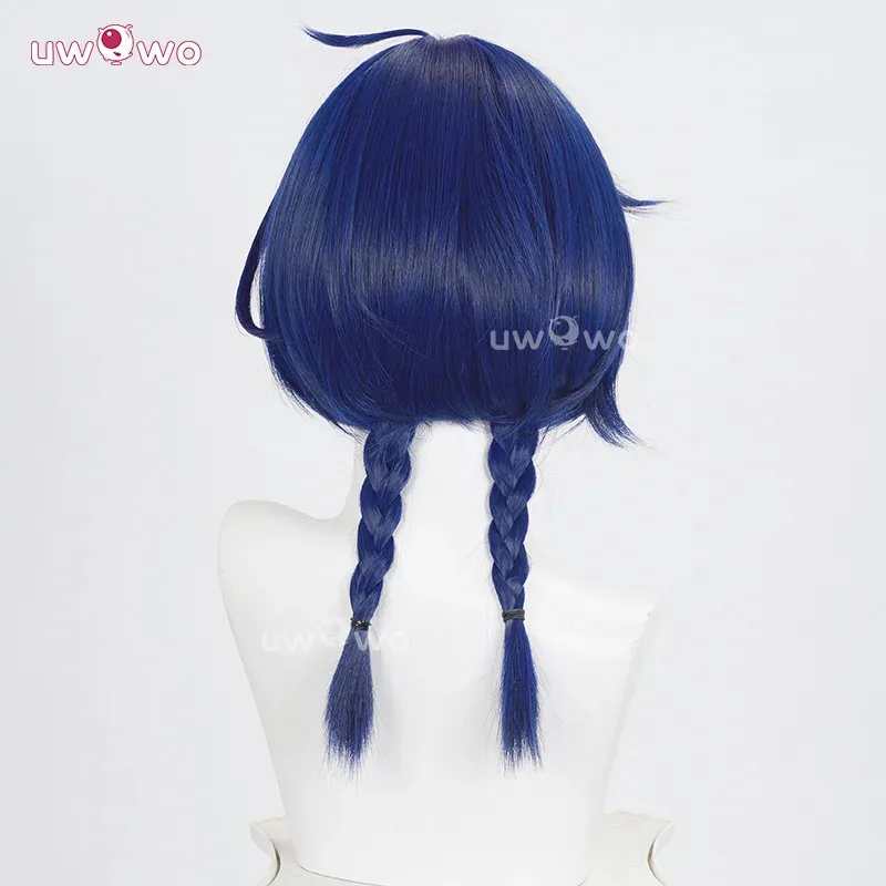

LQUWOWO Xiangling Wig Game Genshin Impact Xiangling New Year's Cheer outfit Cosplay Wig Middle Blue Hair