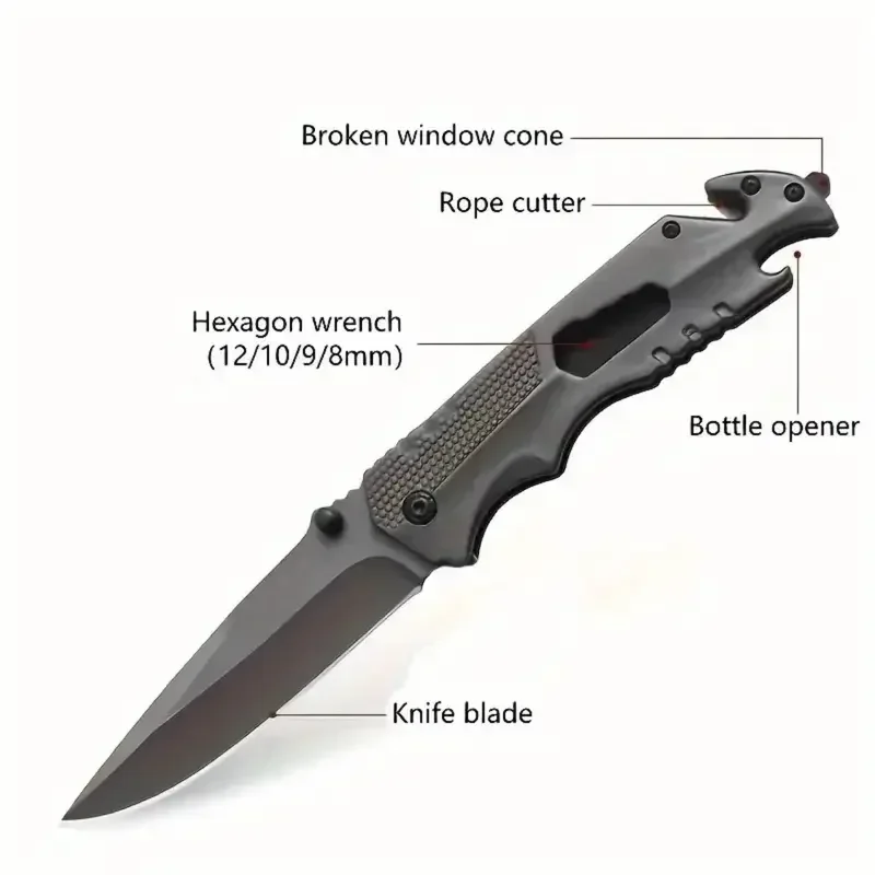 Hochharter Taschenmesser aus Edelstahl, klappbares Obstmesser, multifunktionales tragbares EDC-Werkzeug für den Außenbereich, Camping- und Überlebensmesser. – Detail 3