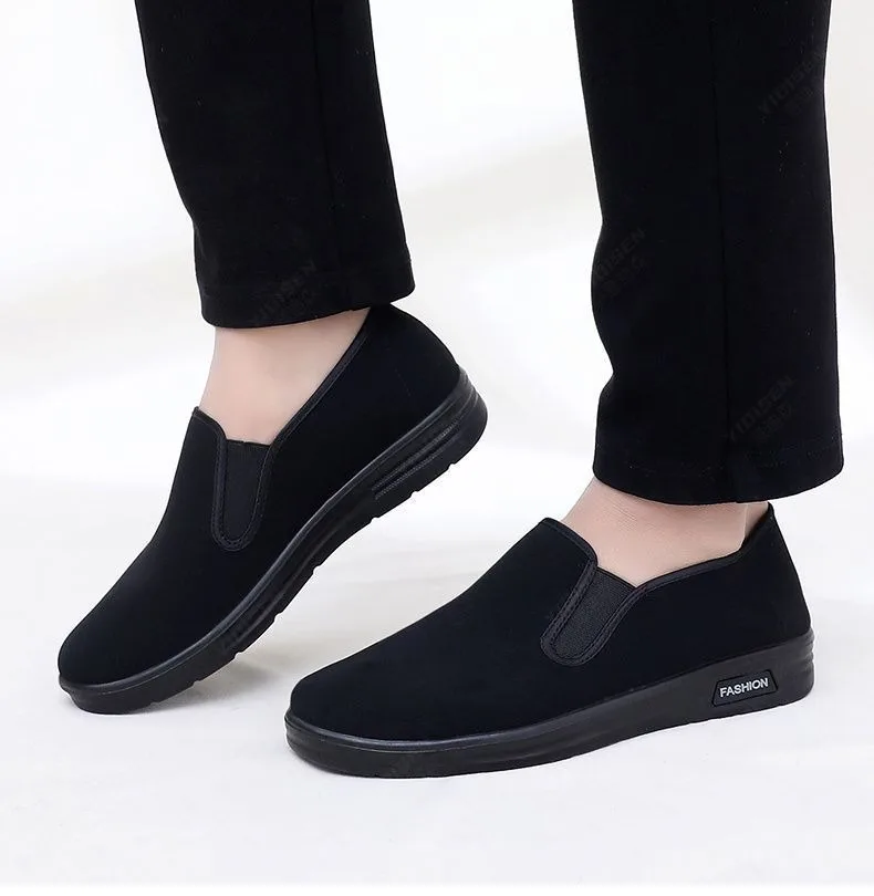 2026 New Fabric Shoes for Men's Work, Spring Travel, Breathable Flat Bottom, Non Slip Soft Soled Men's Shoes