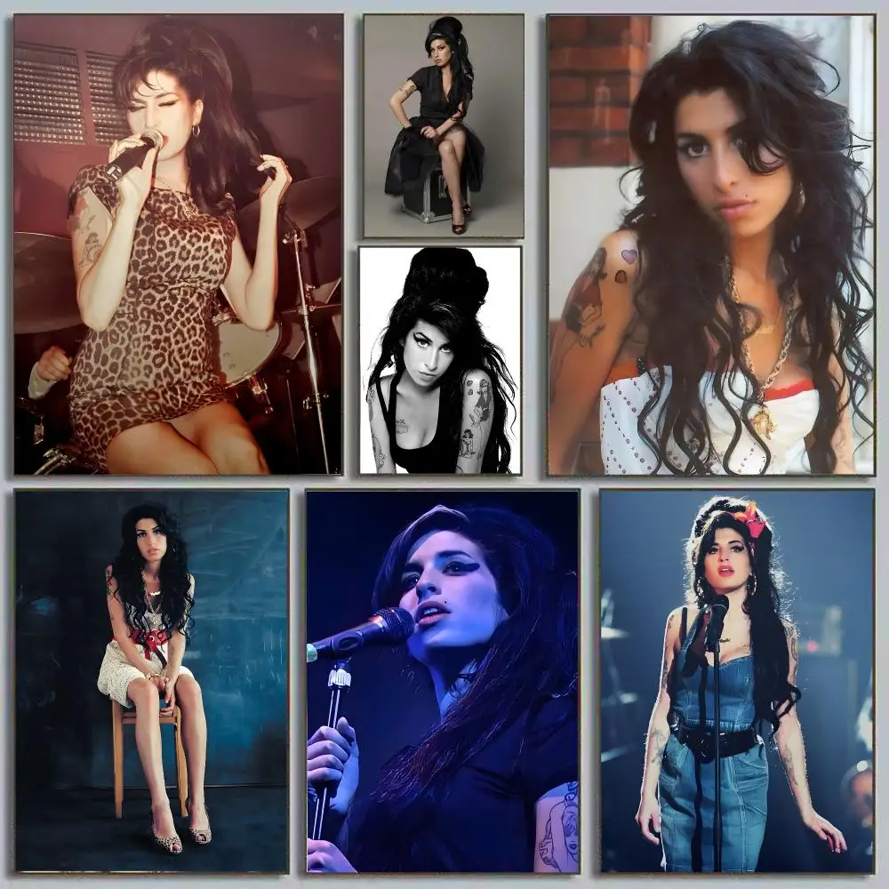 Amy Winehouse Back To Black Soul Jazz Retro Diva Painting Calligraphy Poster Eco-Friendly Decor Frameless Canvas