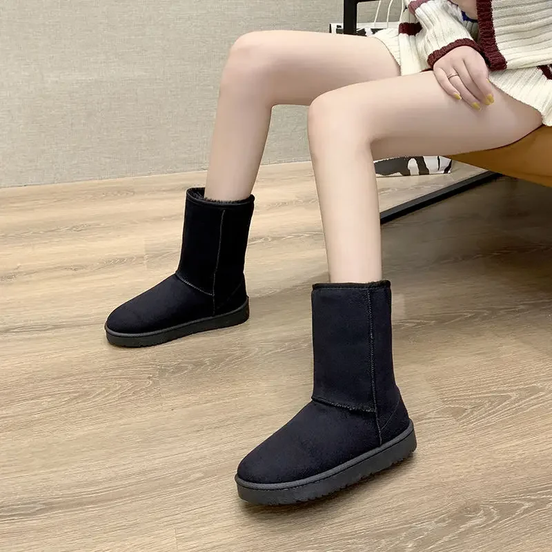 Woman Shoes Padded Tabi Plus Warm Snow Boots for Women Flat Lamb Trend 2024 New In Winter Waterproof Non Slip Fashion 39 Anti Pu